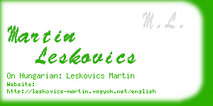 martin leskovics business card